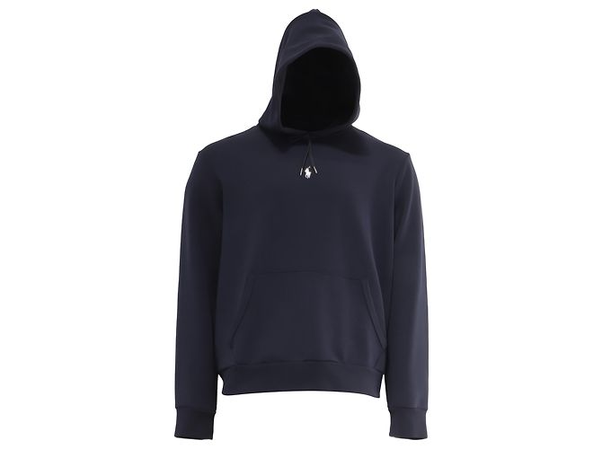 Polo Ralph Lauren Kapuzenpullover aus navyblauer Baumwolle mit gesticktem Logo Marineblau