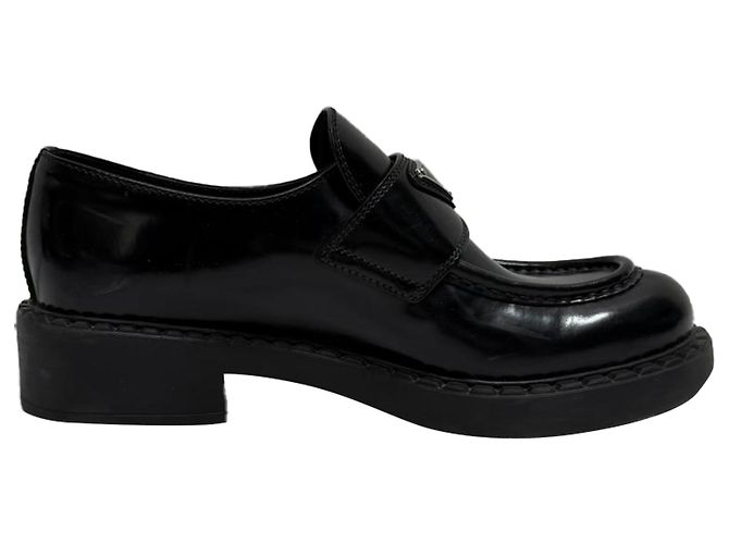 Prada Brushed Loafers in Black Leather