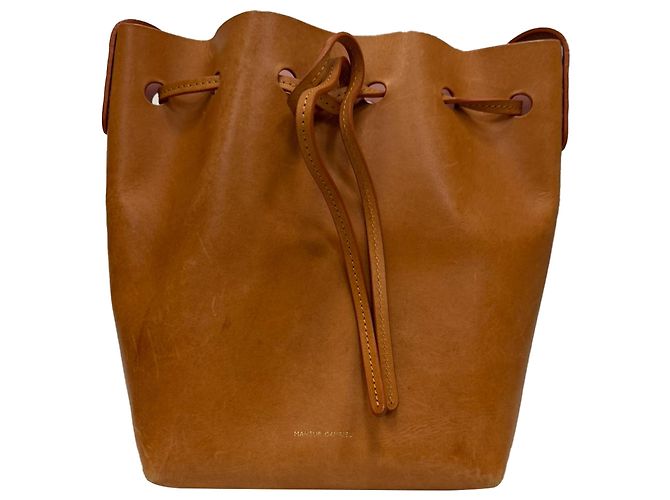 Bolsa bucket mini Mansur Gavriel em couro marrom