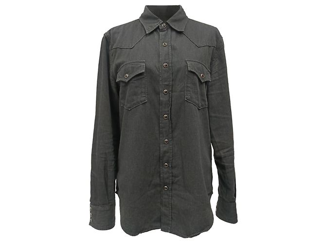 Saint Laurent Button-Down-Hemd aus schwarzer Baumwolle