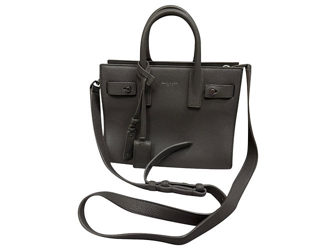 Bolsa Sac De Jour Nano da Saint Laurent em couro cinza