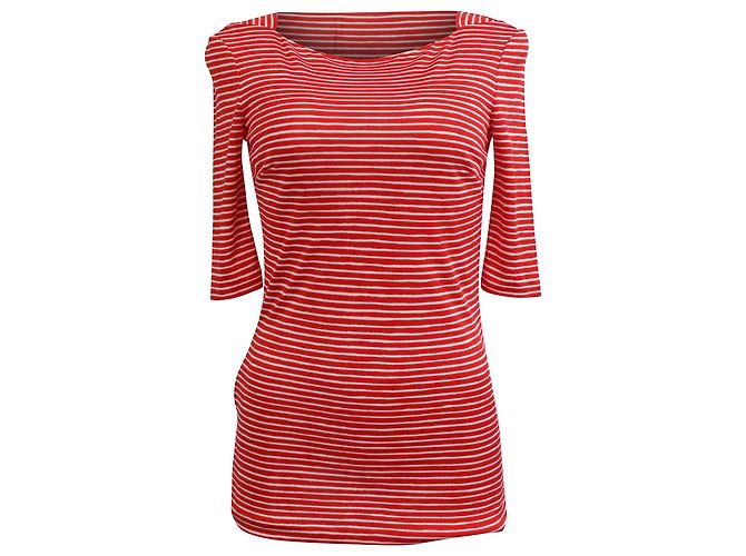 Blusa listrada Prada com mangas 3/4 em algodão vermelho