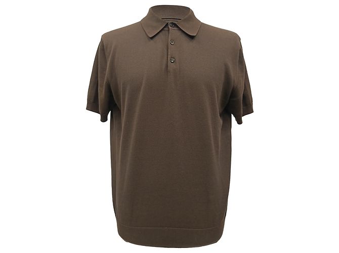 Strick-Polo aus brauner Baumwolle von Dolce & Gabbana Rot