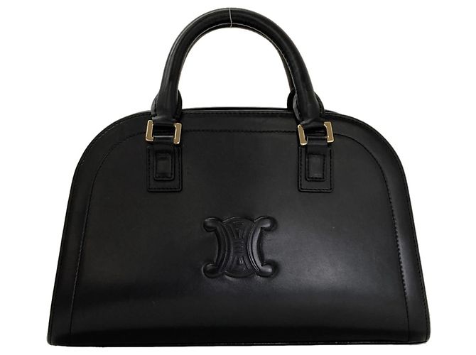 Céline Bolsa de couro Celine Triomphe Preto