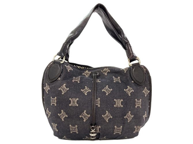 Céline Celine Macadam Denim Handtasche Schwarz