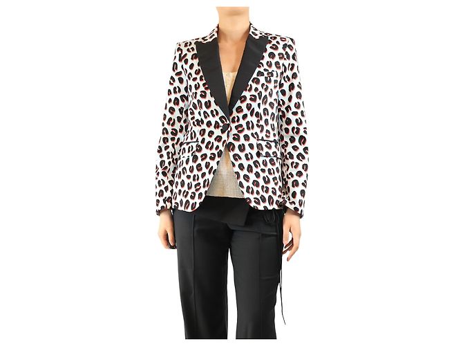 Veronica Beard Blazer de estampado de leopardo azul - talla UK 12