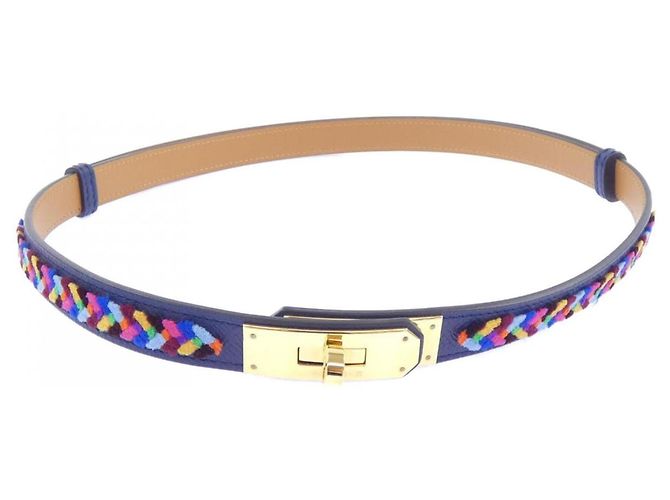 Hermès Hermes Kelly Samt Gürtel 18mm Marineblau