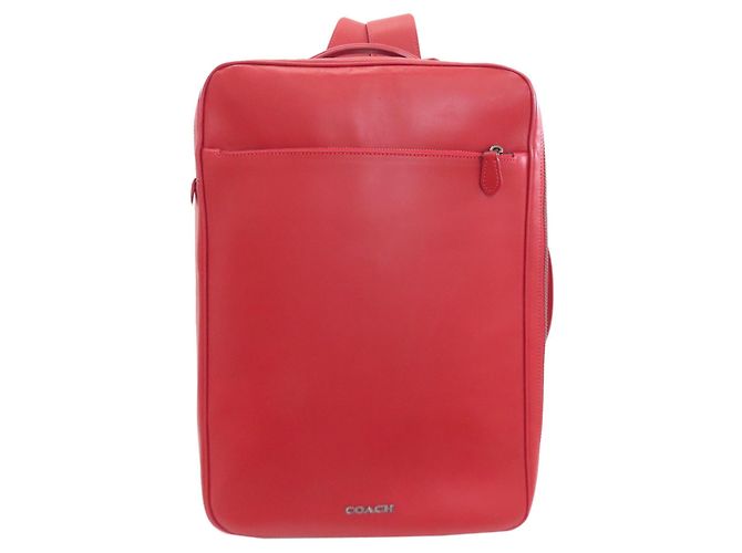 Mochila/Daypack Conversível Coach C6877 Graham em Couro Vermelho