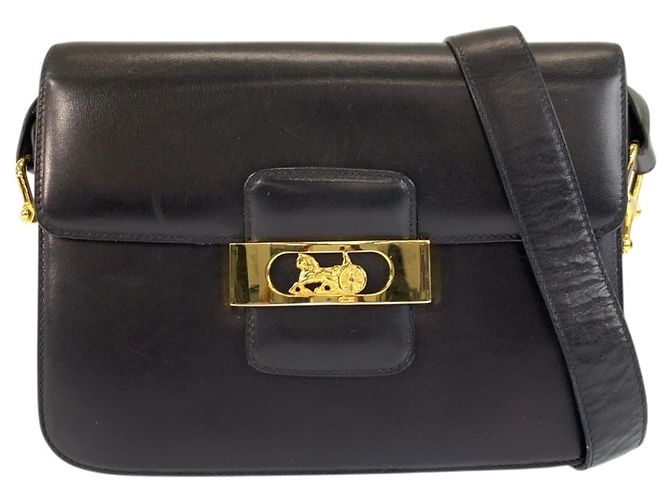 Céline Bolsa de ombro em couro preto Celine Carriage Hardware