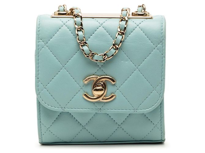 Borsa a Spalla Matelassé Chanel Trendy CC Coco Mark Blu chiaro