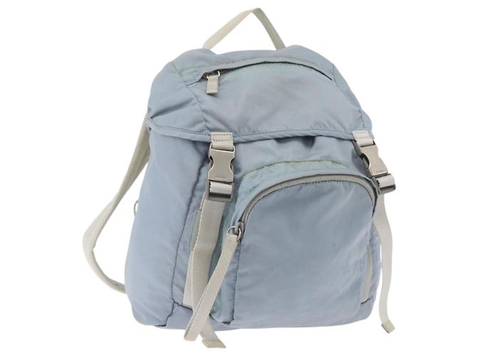 PRADA Rucksack aus Nylon hellblau Silber authentisch 175701