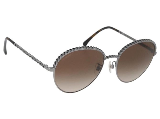 Gafas de sol CHANEL metal Plata CC Auth 176091A