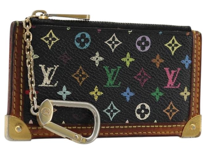 LOUIS VUITTON Monogram Multicolor Pochette Cles Purse Black M13664 Auth 176954