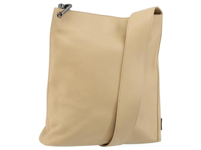 Bolsa de Ombro de Couro Bege Prata GUCCI 91761 Auth 176780