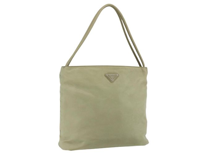 PRADA Sac à main en nylon beige argent authentique bs34678 Argenté