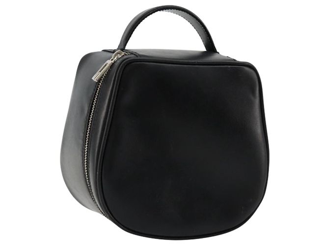 GUCCI Vanity Borsa a Mano in Pelle Nera Argento Auth ep14055 Nero