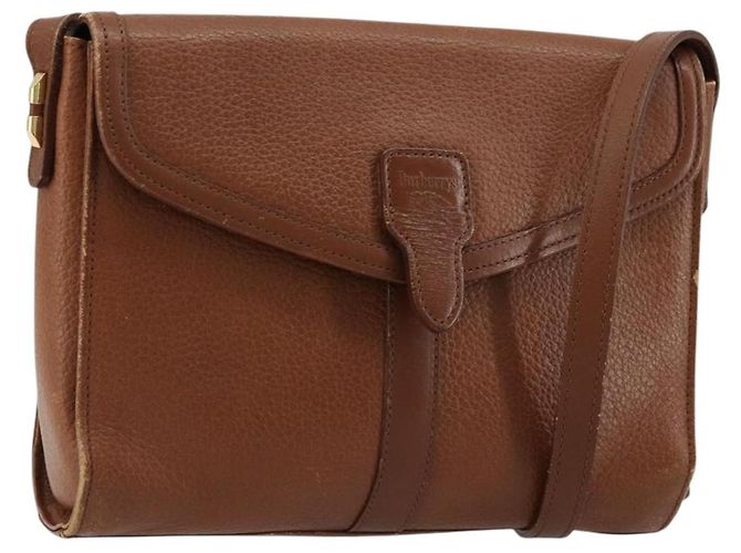 Bolsa de Ombro Burberry de Couro Marrom Dourado Auth ep14277