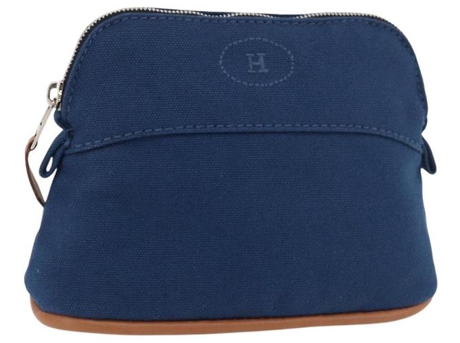 Hermès Pochette Bolide 15 in cotone Blu Auth bs34759A