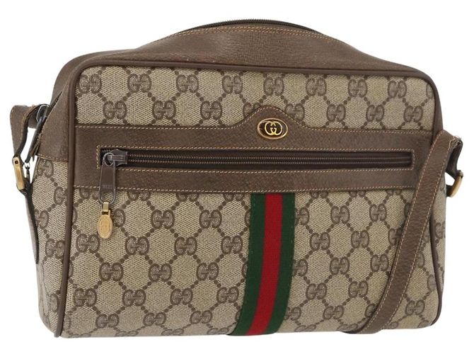 Gucci Borsa GG Supreme Web Sherry Line in PVC beige e rosso 68 02 005 Auth 176196