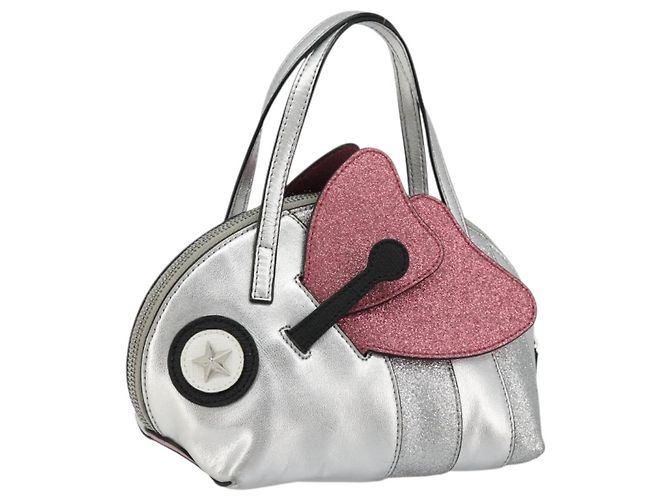 Borsa a mano per bambini GUCCI in pelle argento Auth 177083A
