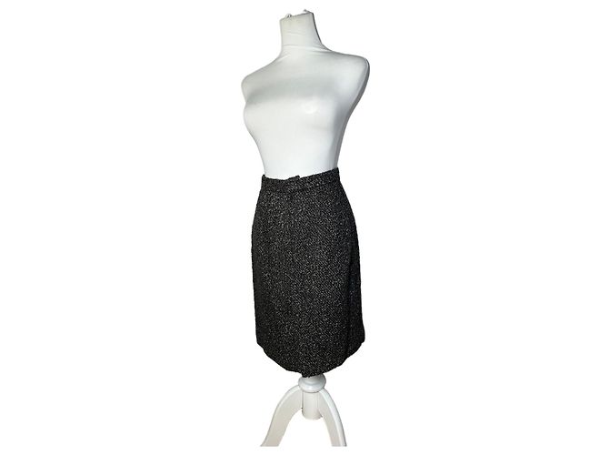 Vintage BALENCIAGA Boucle Wollrock Anthrazit Grau M