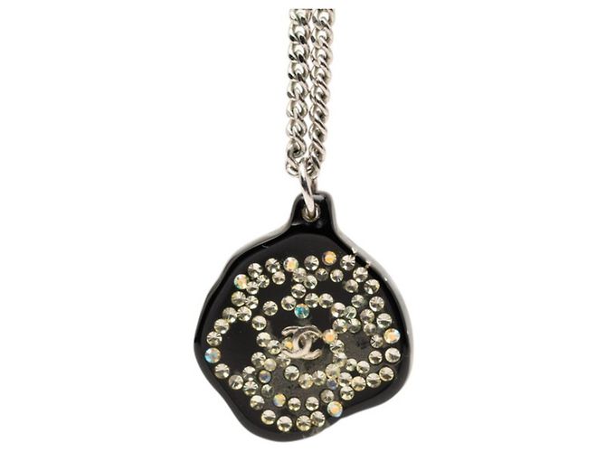Collar de Camelia con Strass Coco Mark de Chanel Negro