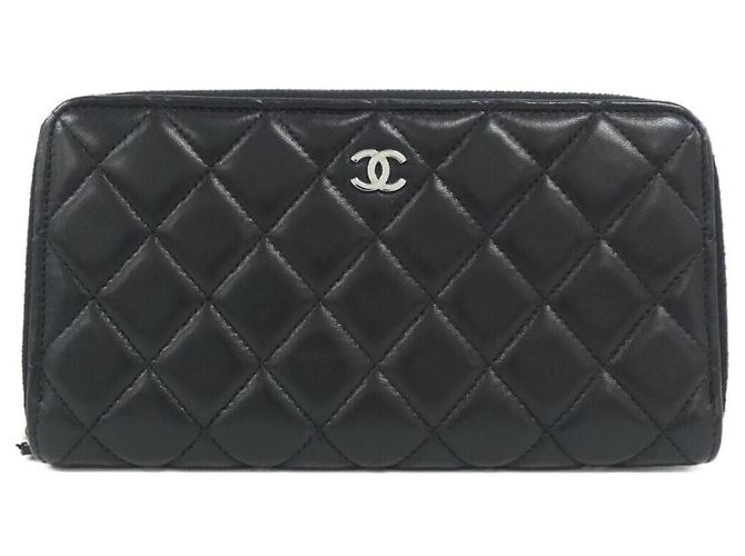 Chanel Timeless Classic Line Long Wallet Black Dark red