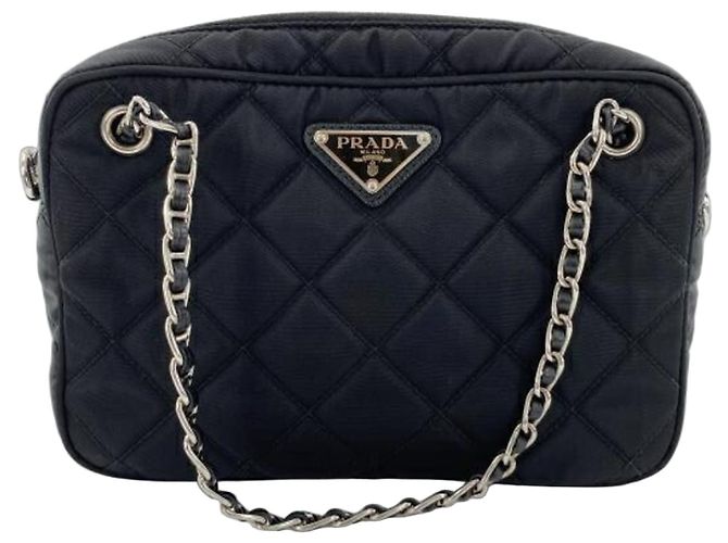 Borsa a mano/spalla Prada nera e blu Nero