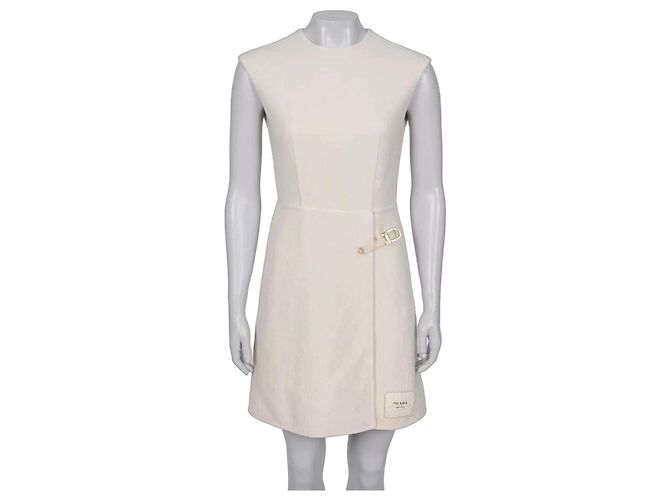 Prada Creme Wollfigurkleid XXS/IT36 gebraucht
