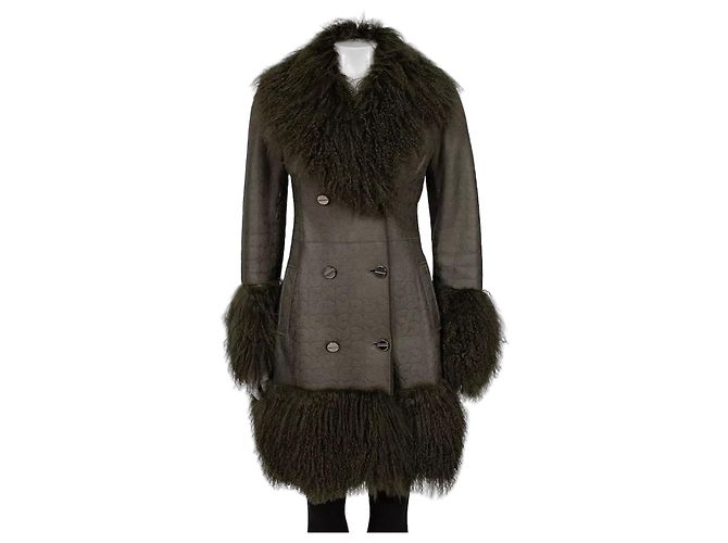 Gianfranco Ferré Abrigo de shearling verde Ferre IT42 de segunda mano