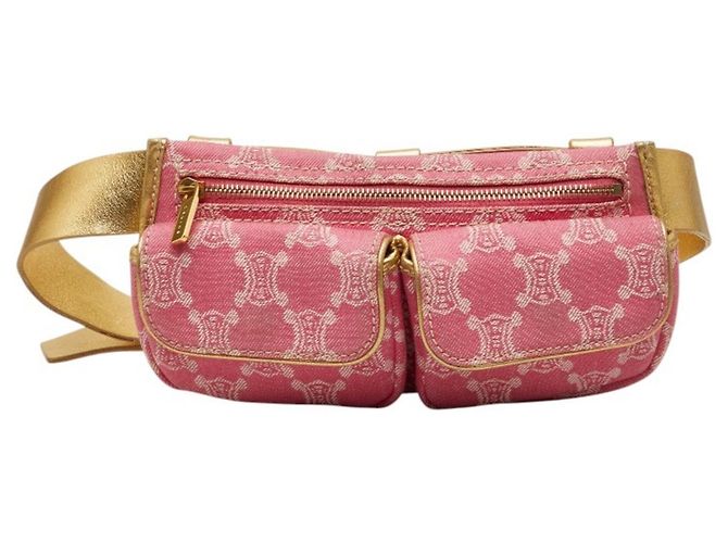 Céline Bolsa de cintura Celine Triomphe Rosa Dourado