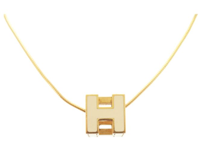 Colar de metal marfim H-Cube Cage d'H da Hermès Cru