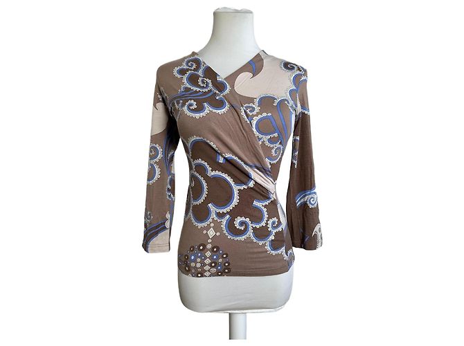 Vintage Emilio Pucci Wrap Top Rayon Multicolour S Multiple colors