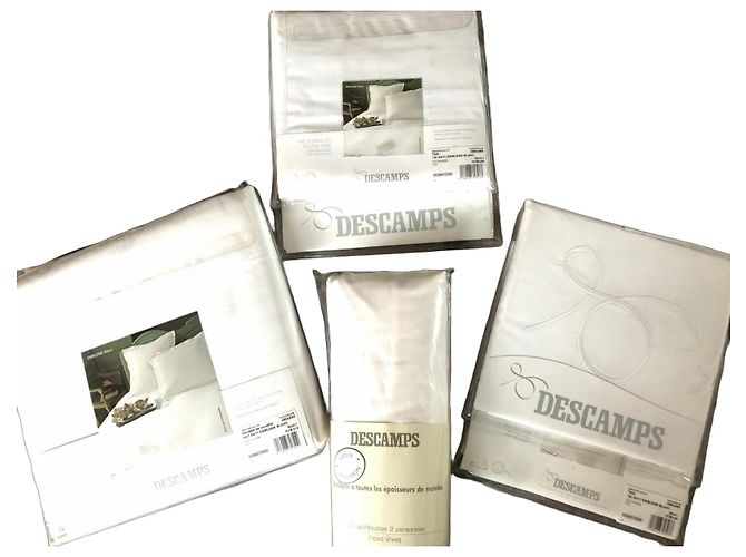 Autre Marque Descamps White Satin Cotton Bedding Set