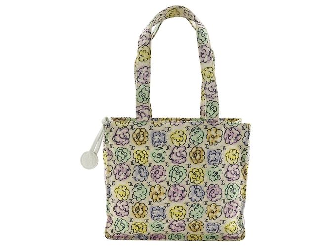 Bolso tote con estampado de Camelia Chanel Blanco Crudo