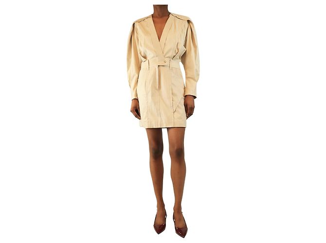 Iro Mini-Lederkleid in Creme - Größe UK 8 Roh