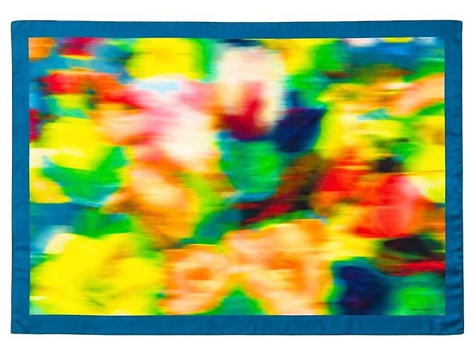 Dries Van Noten Sciarpa in seta tinta a mano multicolore