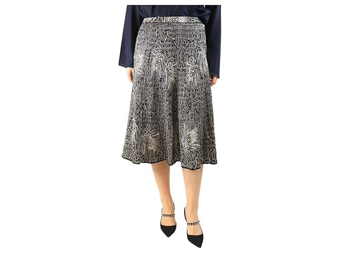 Etro Gonna midi in lurex nera e argento - taglia UK 12 Nero