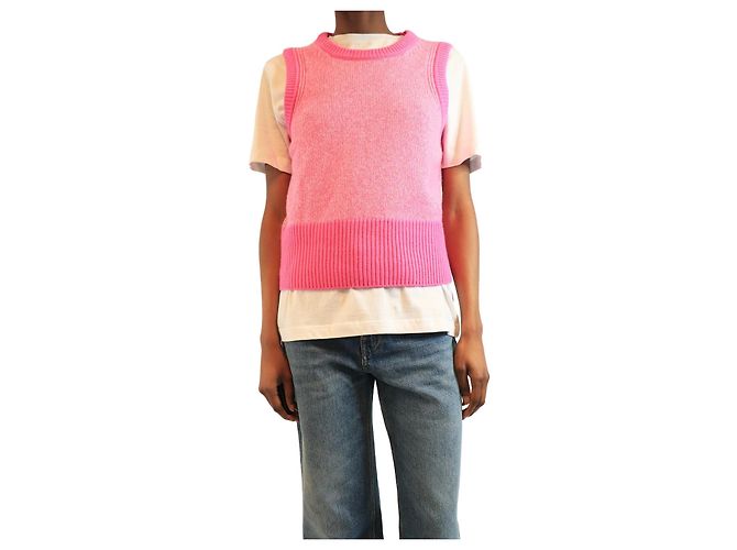 Autre Marque Rosa Wollmischung Weste mit Snood - Größe S Pink