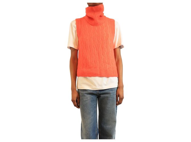 Autre Marque Coral Cashmere-Mix-Weste mit Snood - Größe S Orange