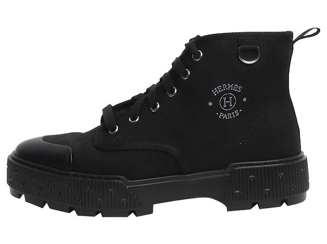 Hermès Black canvas ankle boots - size EU 39 (UK 6)