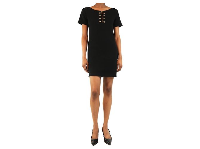 Prada Schwarzes Strick-Mini-Kleid mit Ösen - Größe UK 6
