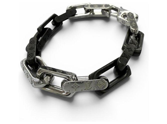 Bracciale a Catena Monogram Louis Vuitton Nero Argento
