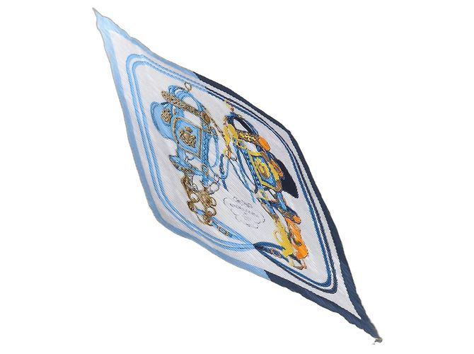 Cachecol de seda e cashmere Hermès Azul