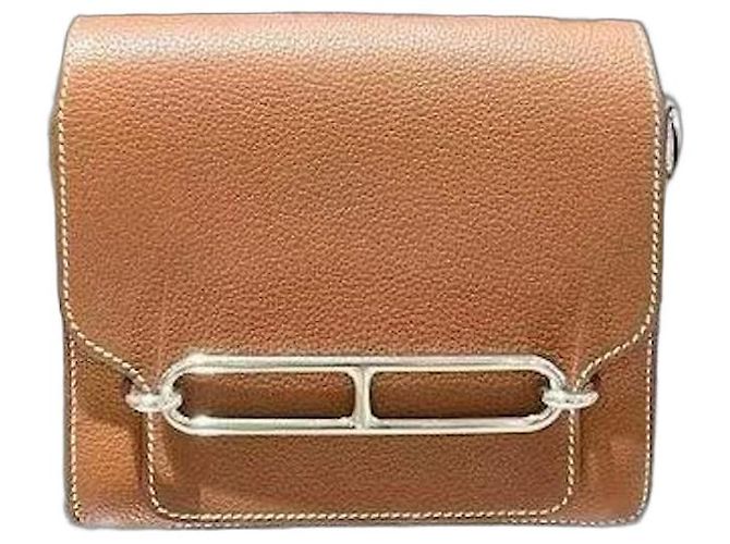 Bolsa Hermès Roulis 19 em couro de sela marrom dourado