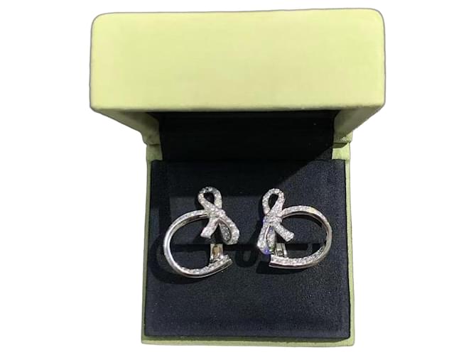 Van Cleef & Arpels Ruban Diamant Ohrringe Weißgold Silber 