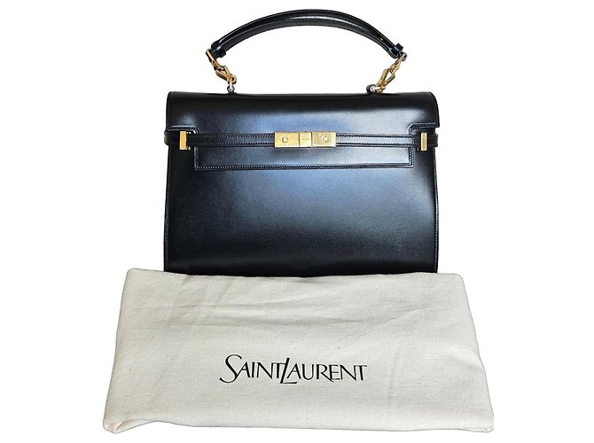 Bolsa de mão Saint Laurent em couro preto