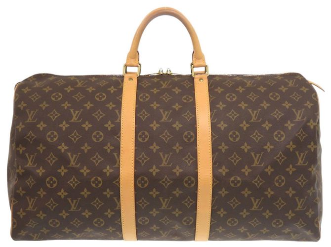 Louis Vuitton Keepall 55 Monogram Boston Bag Brown