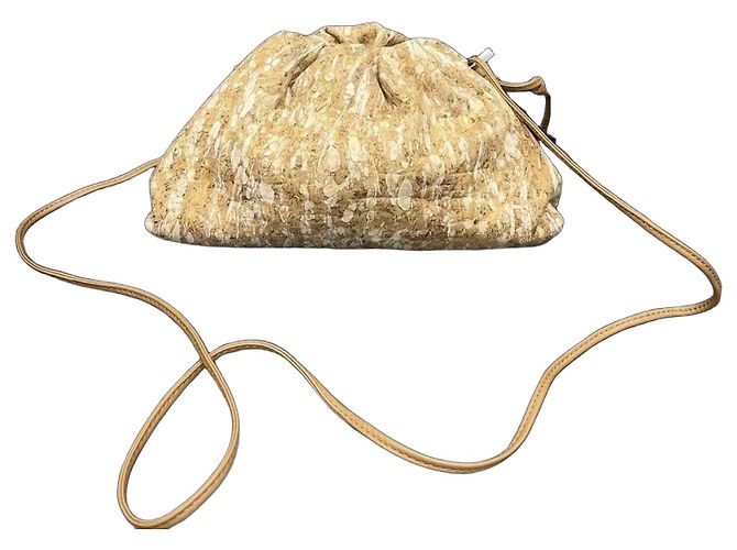 Borsa a spalla Bottega Veneta Cloud Oro in tessuto D'oro