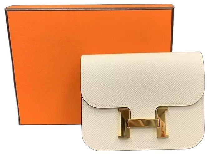 Borsa Hermès Constance Smile in pelle Epsom bianca Bianco